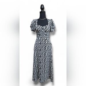 Black and White Patterned Women's Dress